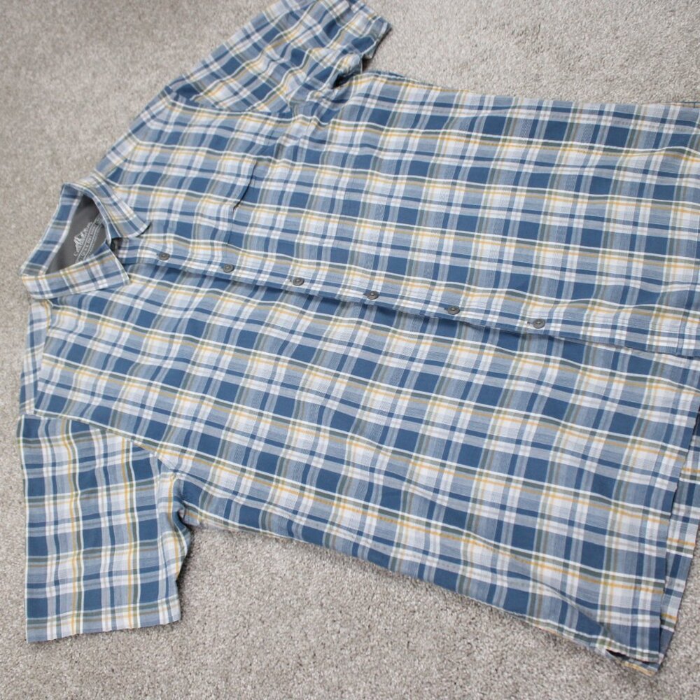 Croft & Barrow Quick Dry Shirt Mens Large Blue/Yellow Poly/Cotton‎ S/S Button Up - Picture 6 of 12